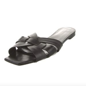 Saint Laurent Tribute Leather Slides Size: US10.5, IT40.5